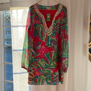 Lilly Pulitzer Seamus Dress In Pomegranate Jungle Tumble